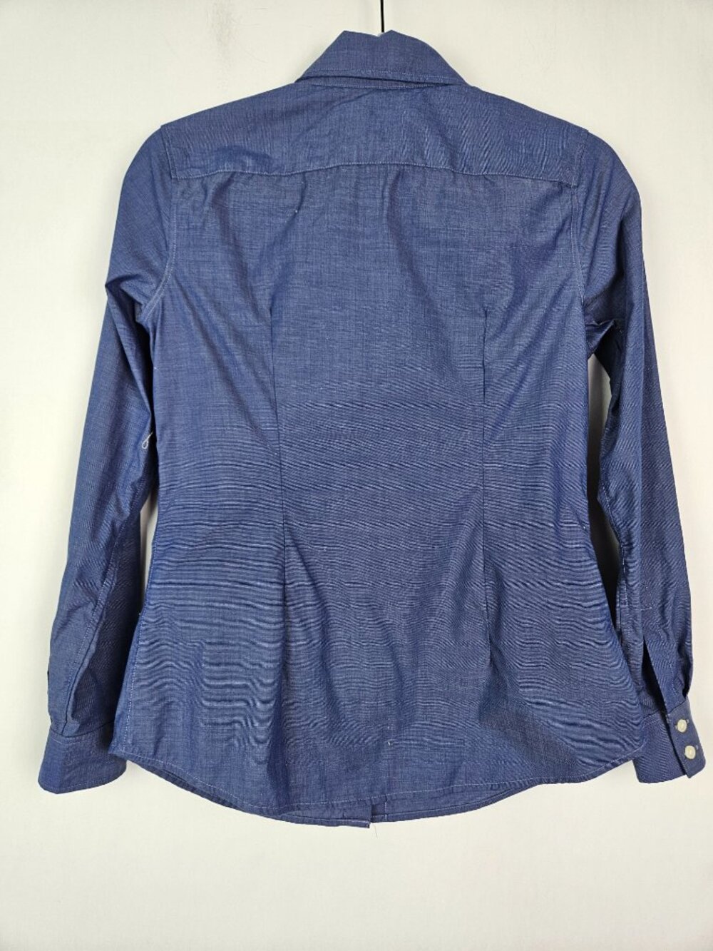 Banana Republic Tailored Fit Button Front Dress Shirt Indigo 2 Petite - Picture 5 of 7